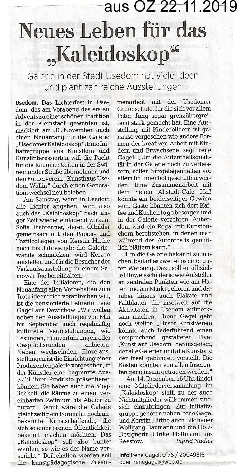 OstseeZeitung vom 22.11.2019